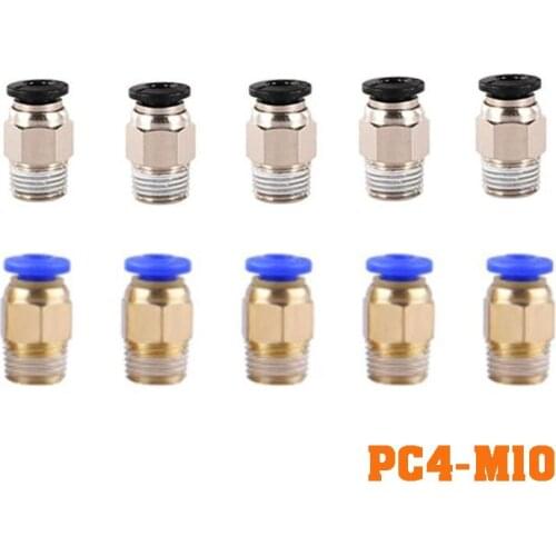 In 5pcs/10pcs Push Blue Black Quick Release Fitting Connector 3D Printer Tube Connectors For 3D-V6 PC4-M10 Straight Tube