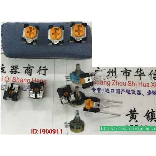 5pcs/lot Japans vertical adjustable potentiometer long-pin 1K yellow head can be adjusted
