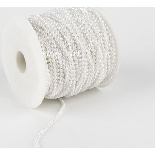 50M 164FOOT 1 Roll 3mm White Pearls Bead Garland Chain Party Wedding Decoration Center Candle Decor Crafting Favor DIY