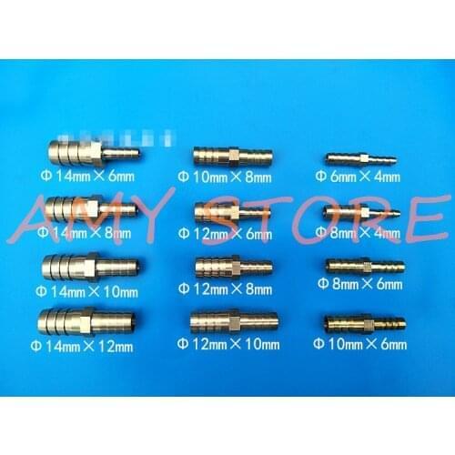 50pcs 16mmx12mm Hose Barbed x Hose Barbed Brass Pipe Fitting Reducer Coupler Connector Adapter Air Fuel Gas Water