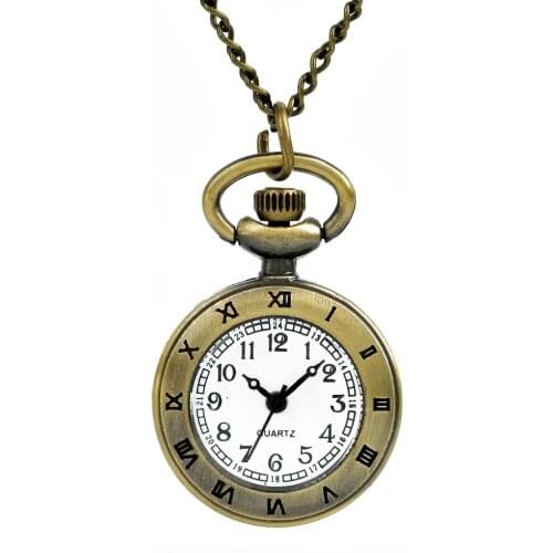 8889 Bronzed Watch Chain Mens Watch Fashion Alloy Mens Fob Watches Round Roman Number Antique Simple Clock
