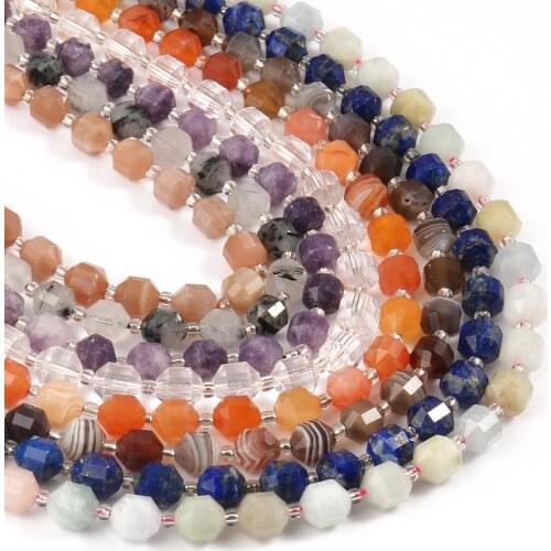 AAA Natural Stones Botswana Agates Morganite Lapis Lazuli Faceted OIive Shape Loose Beads for Jewelry Making DIY Bracelet 15