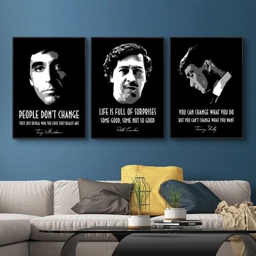 Abstract Portrait Art Canvas Painting Posters and Prints Wall Art Inspirational Celebrity Quotes Pictures for Living Room Decor