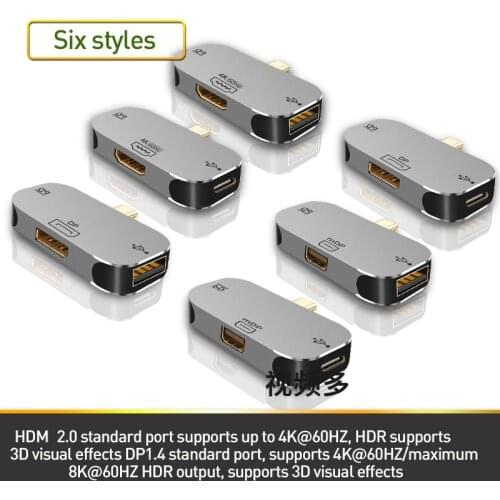 USB Hub Type C To 4K 60@Hz Adapter For Macbook Pro 100W USB C To PD Fast Charger USB-C Docking Station Support 3D Visual Effect