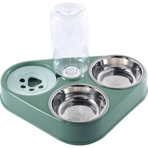 Neck Protection Automatic Water Dispenser Raised Food Bowl Set Dish for Cat Small Dog Puppy Dry and Wet Separation