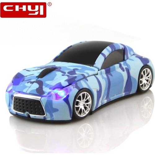 CHYI 2.4G Wireless Camouflage Car Mouse Super Sports Car Mouse 1600 DPI USB Optical Computer 3D Mice With LED Light Child Gift