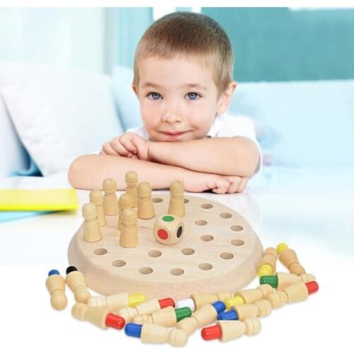 Kids Wooden Memory Match Stick Chess Game Fun Block Board Game Educational Color Cognitive Ability Toys For Children Gift