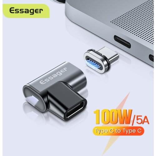 Essager 100W USB Type C To Type-C Magnetic Adapter USB-C Female Male Magnet Connector For Macbook Pro Air Laptop Phone Converter