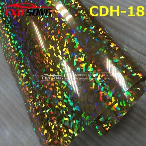 Hologram PU Vinyl for heat transfer with high quality with size:50CMX100CM by free shipping CDU-18 Crystal gold Color