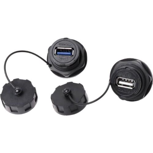 Happstuustoy PVC material USB Female Socket Plug Panel Mount Adapter Waterproof Connector IPL7 With Cap Us Adapter Converter