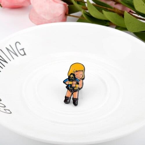 Cartoon He-Man hug skeletor and the Masters of the Universe Enamel Brooch for Women Men Lapel Pin backpack bags Hat badge Gifts