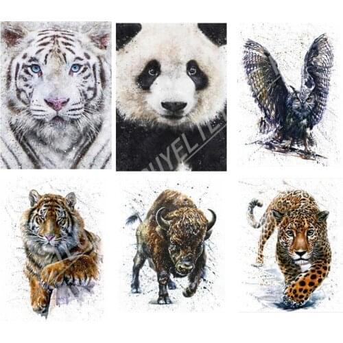 5D DIY Lion Wolf Tiger Diamond Painting Animal Wall Art Canvas Painting Embroidery Mosaic Colorful Animal Room Decor Gift FG1801