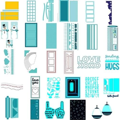 Envelope Rainbow Clouds Snowman Frames Metal Cutting Dies for DIY Craft Making Card Album Decorative Embossing Stencils 29