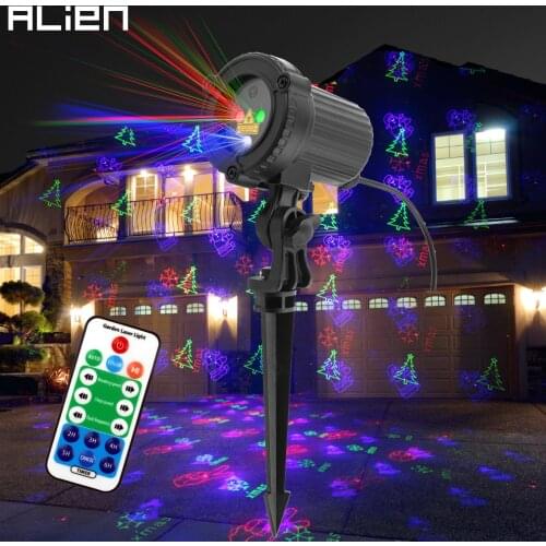 ALIEN Outdoor RGB 12 Christmas Theme Patterns Laser Projector Lights Waterproof Garden Outdoor Xmas Tree Holiday Party Lighting