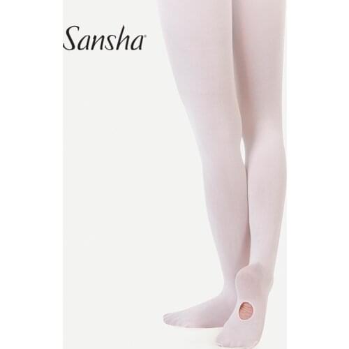 Sansha Young Girls Child Kids Soft Ballet Dance Tight Leggings Convertible Ballet Dance Tight With Hole T55
