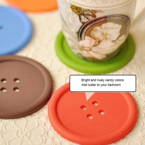 Hot Sale Insulation Heat-resistant Non-slip Coaster Button Moulding Bottle Cup Pad Color Silicone Mat Home Kitchen Accessories