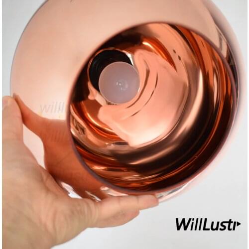 Willlustr Copper Glass Shade pendant light modern suspension lighting mirror ball lampshade Pendant Lamp size 20/25/30/35/40cm