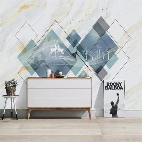 Milofi custom Nordic large wall paper elk modern minimalist TV background wall painting