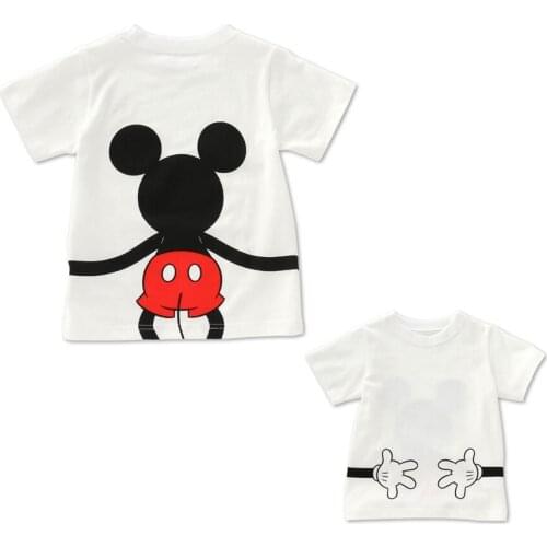 Pure cotton soft cartoon print minnie mickey shirt family look dad mom kids family matching clothes summer 2019 short tops