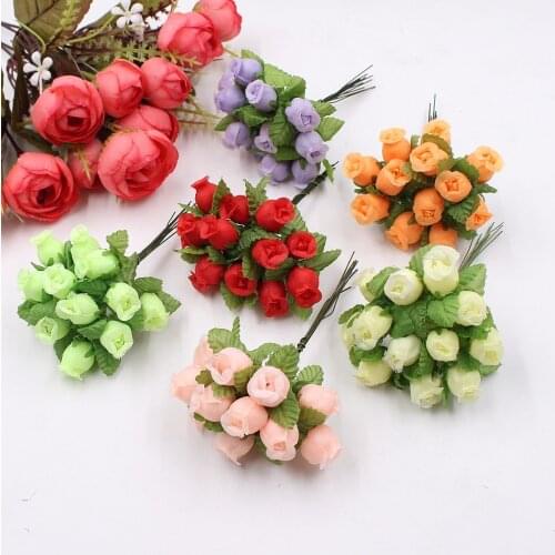 12heads/Bundle Artificial Flowers Silk Roses Bride Bouquet for Christmas Home Wedding New Year Diy Decoration Fake Plants