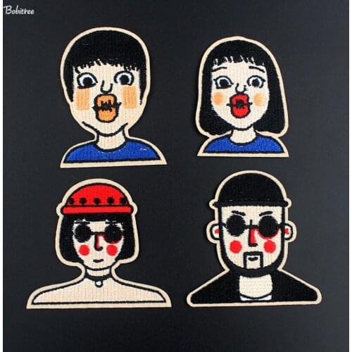 Man Woman Motif Applique Patches Iron on badge Costume Decoration Stickers for Clothes Jeans Jacket Patchwork