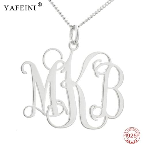 Hollowed Initials Name Logo Personalized Statement Necklace 925 Sterling Silver Nameplate Custom Jewelry Gift For Women Men