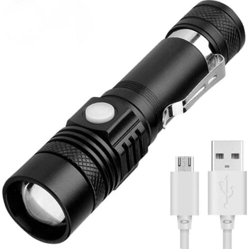 M2 Mini USB Rechargeable Led Flashlight Torch USB Recargable Telescopic Zoom Zoomeable Waterproof Night Light Riding Linterna