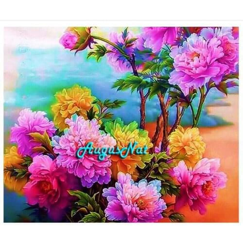 Peony diamond painting full square flower wall art decor diamond dots picture floral beads embroidery stickers needlework craft