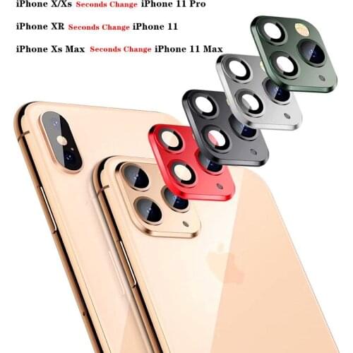 Tempered Glass Camera Lens Film Titanium Alloy Case For iPhone X XS MAX Second Change to For iPhone 11 Pro MAX Cool Ring Cover