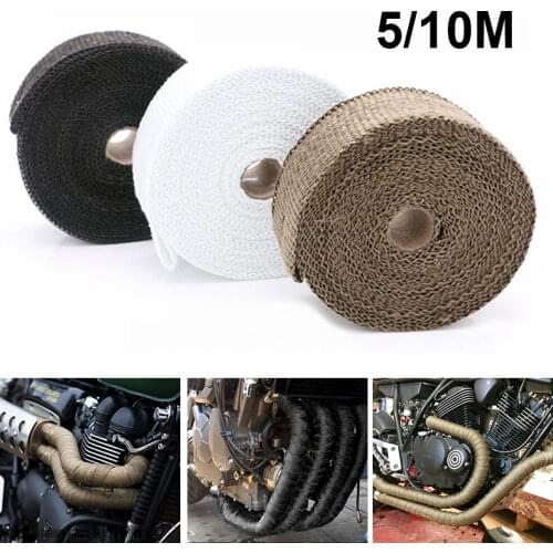 Fiberglass Heat Shield Tape for Motorcycle Thermal Protection 5M 10M Exhaust Header Pipe Insulat Motorcycle Exhaust Heat Wrap