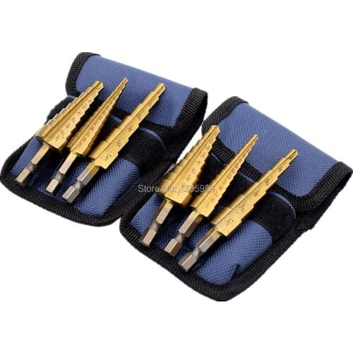 6pcs HSS Drill Bit 3/16"-1/2" 1/8"-1/2" 1/4"-3/4" Titanium Step Drill Bit 1/4" Hex Shank Industrial Reamer Metal Drilling Tools