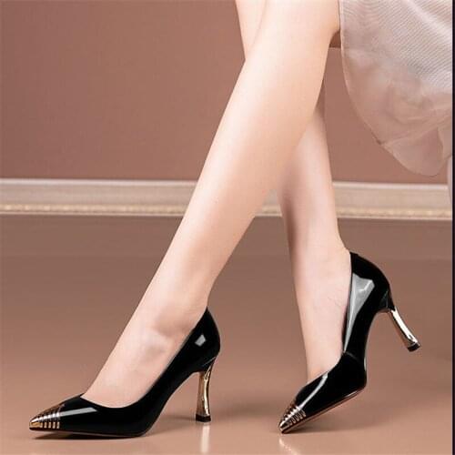 Women Black Comfort High Quality Pumps Elegant Party Stiletto Heels Lady Cool Wine Red Heel Shoes Zapatos Dama