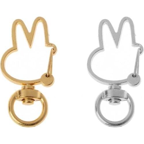 Unisex 10Pcs Cute Rabbit Keychain Metal Swivel Lobster Clasp Snap Hook Jewelry Findings Charm