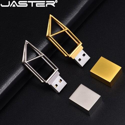 JASTER USB 2.0 personalized customization Metal waterproof Memory Stick 4GB 16GB 32GB 64GB USB Flash Disk Silver Pen Drive Gift