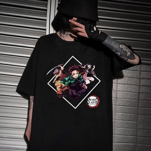 Anime Demon Slayer Funny T Shirt Fashion Kimetsu No Yaiba T-shirt Graphic Japanese T-shirt Hip Hop Top Tees Male