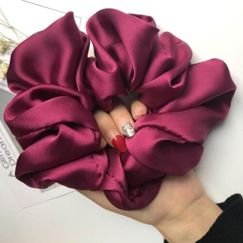Oversized Hair Scrunchies For Women Solid Satin Silk Scrunchie Hair Rubber Bands Elastic Hair Ties Accessories Ponytail Holder