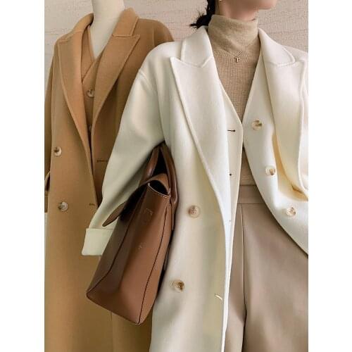 Valley high sense double-sided cashmere coat womens two-piece set winter Hepburn temperament double-sided tweed coat