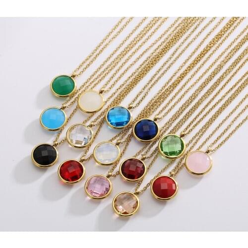 Stainless Steel Pendant Necklace Mother Of Zircon Pendants Accessories Jewelry Women Gold Color Chain Necklace