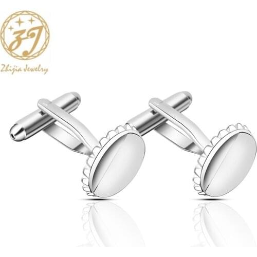 Zhijia simple fashion flower shape design silver color men cufflinks jewelry suit shirt accessories new arrival