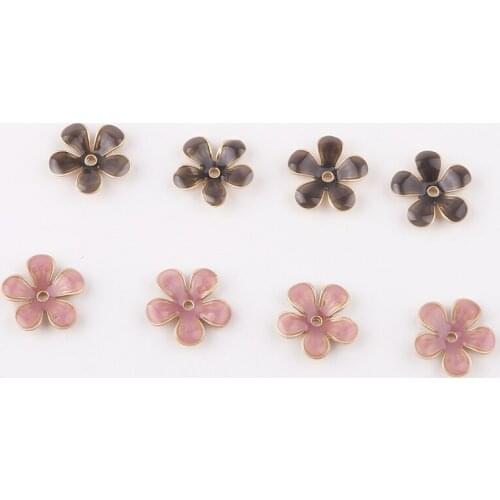 10pcs New Design Fashion Alloy Oil Dripping Sweet Cherry Blossom Pendant Flower Earrings For Women Diy Ear Jewelry Accessories