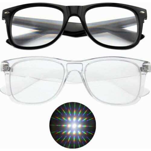 10pcs Packs Powerful Hard Plastic Starburst Diffraction Gratings Glasses 13500 Lines - Fireworks Rainbow 3D glasses