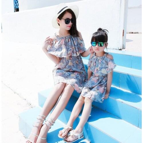 2020 Summer Style Mother Daughter Dresses Family Look Clothing Mom and Daughter Dress Chiffon Babymmclothes Mommy and Me Clothes