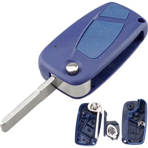 3 Buttons Blue Car Key Fob Case Shell Replacement Flip Folding Remote Cover Car Shell Fit for FIAT Car