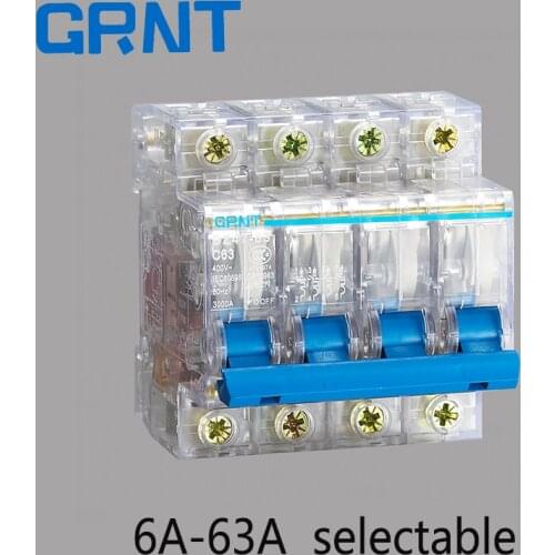 4P 6A-63A Transparent case Mini Circuit breaker MCB C curve Good quality