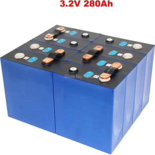 8PCS/Lot LiFePO4 3.2V 280Ah Lithium Iron Phosphate Cells for 24V 280Ah RV Battery With BUS BARS