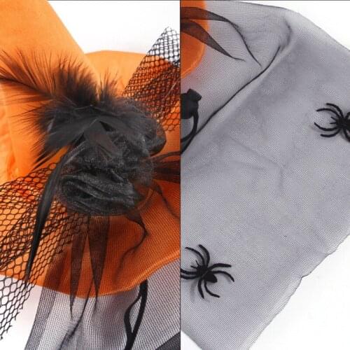 A Pet Dog Cat Costume Black Gauze Witch Hat Halloween Disguise Clothes For Cats Small Dogs New Year Suit Funny Pet Accessory
