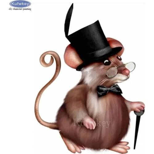 5D DIY Full Square Diamond Embroidery Cartoon Cute Mouse Mr Diamond Painting Animal Cross Stitch Kits Rhinestone Home Decoration
