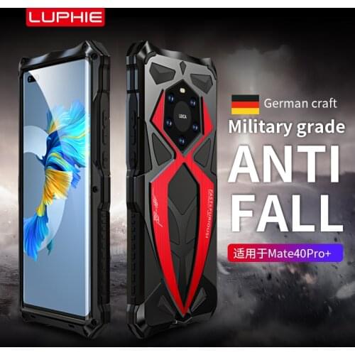 LUPHIE Aluminum Metal Silicone Shockproof Case Cover For Huawei Mate 40 Pro / Mate 40 Pro Plus Dirt Shock Proof Cover Case