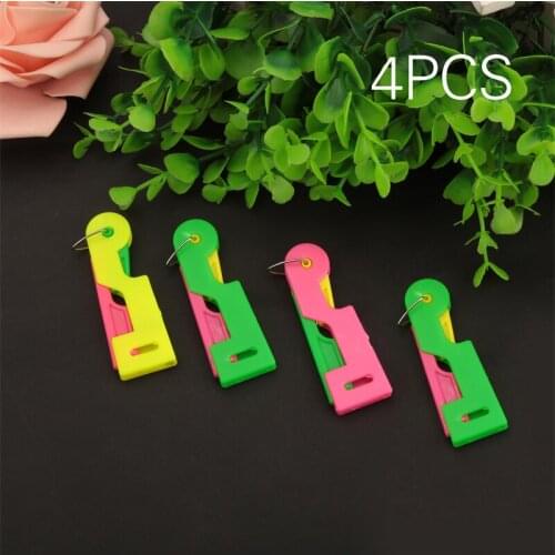 4Pcs Automatic Easy Sewing Needle Device Threader Thread Guide Elderly Use Tool, Home Automatic Needle Threader, Random Colors