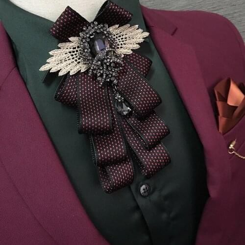 Free shipping New fashion mens casual 2017 British mens suits shirt accessories wedding woman groomsmen diamond tie Headwear